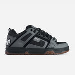 Gray and black sneaker with visible DVS Shoes branding on a white background