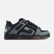 Gray and black sneaker with visible DVS Shoes branding on a white background